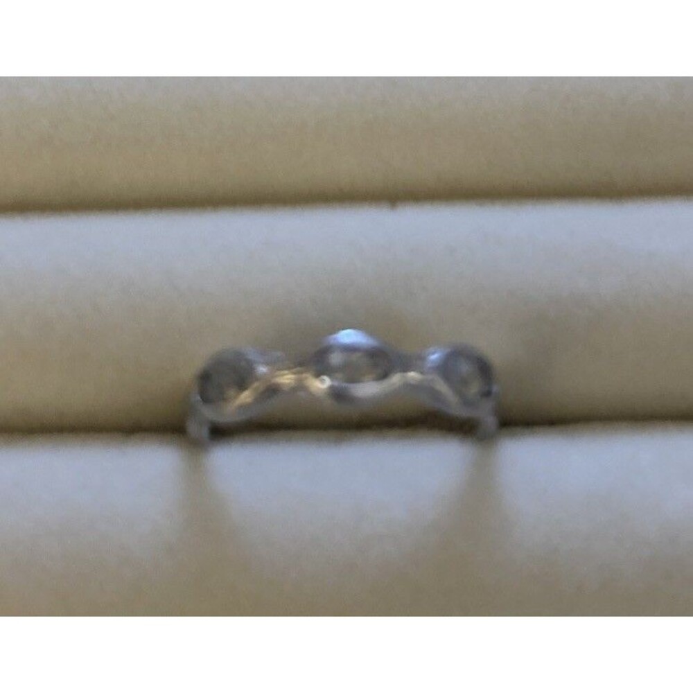 Milor Italy Sterling Silver Topaz Wave Detail Ring Signed Size 8.25, 3.6g